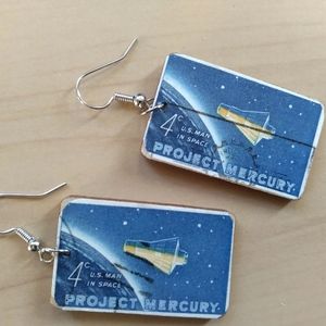 Space Earrings Handmade Upcycled